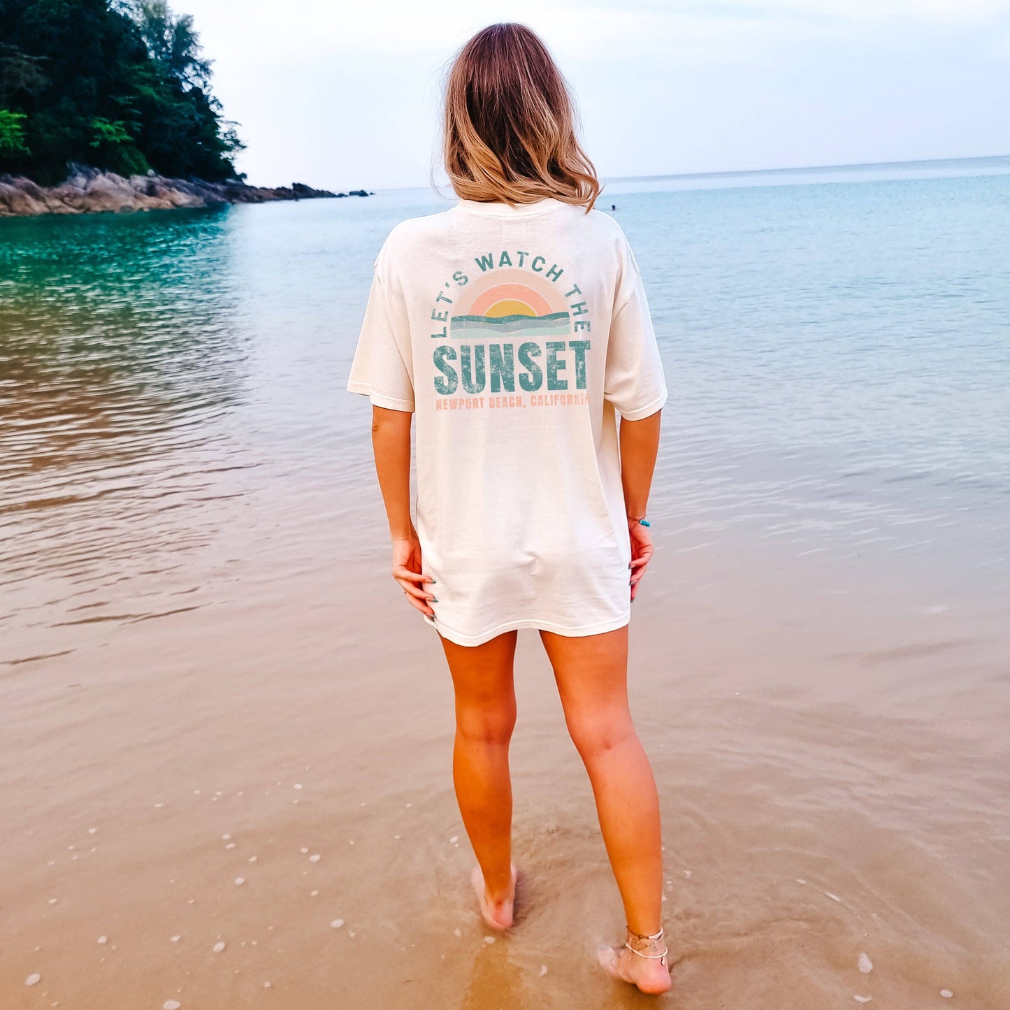 Custom Let's Watch the Sunset Tee | Back & Front Print Unisex T-shirt, Sweatshirt, Hoodie, Long Sleeve Tee - T-Shirt, Sweatshirt, Hoodie