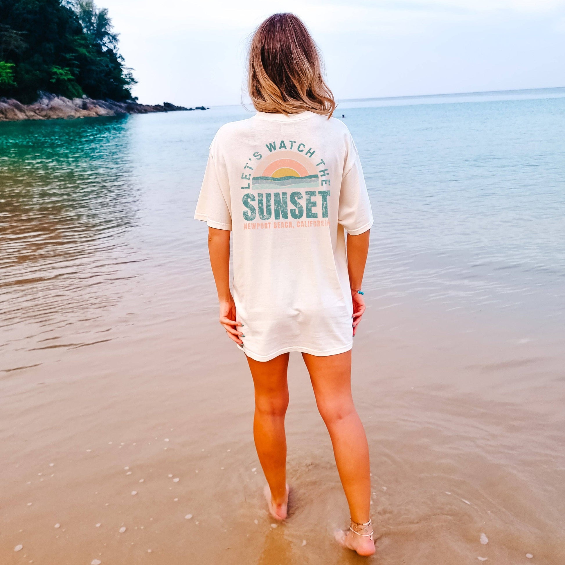 Custom Let's Watch the Sunset Tee | Back & Front Print Unisex T-shirt, Sweatshirt, Hoodie, Long Sleeve Tee - T-Shirt, Sweatshirt, Hoodie
