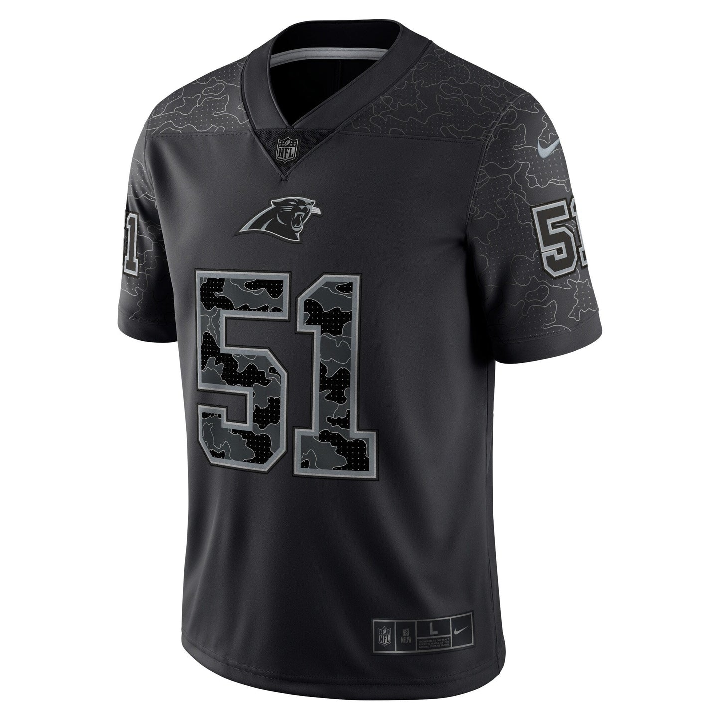 Sam Mills Carolina Panthers Retired RFLCTV Limited Jersey - Black football jersey product view 3