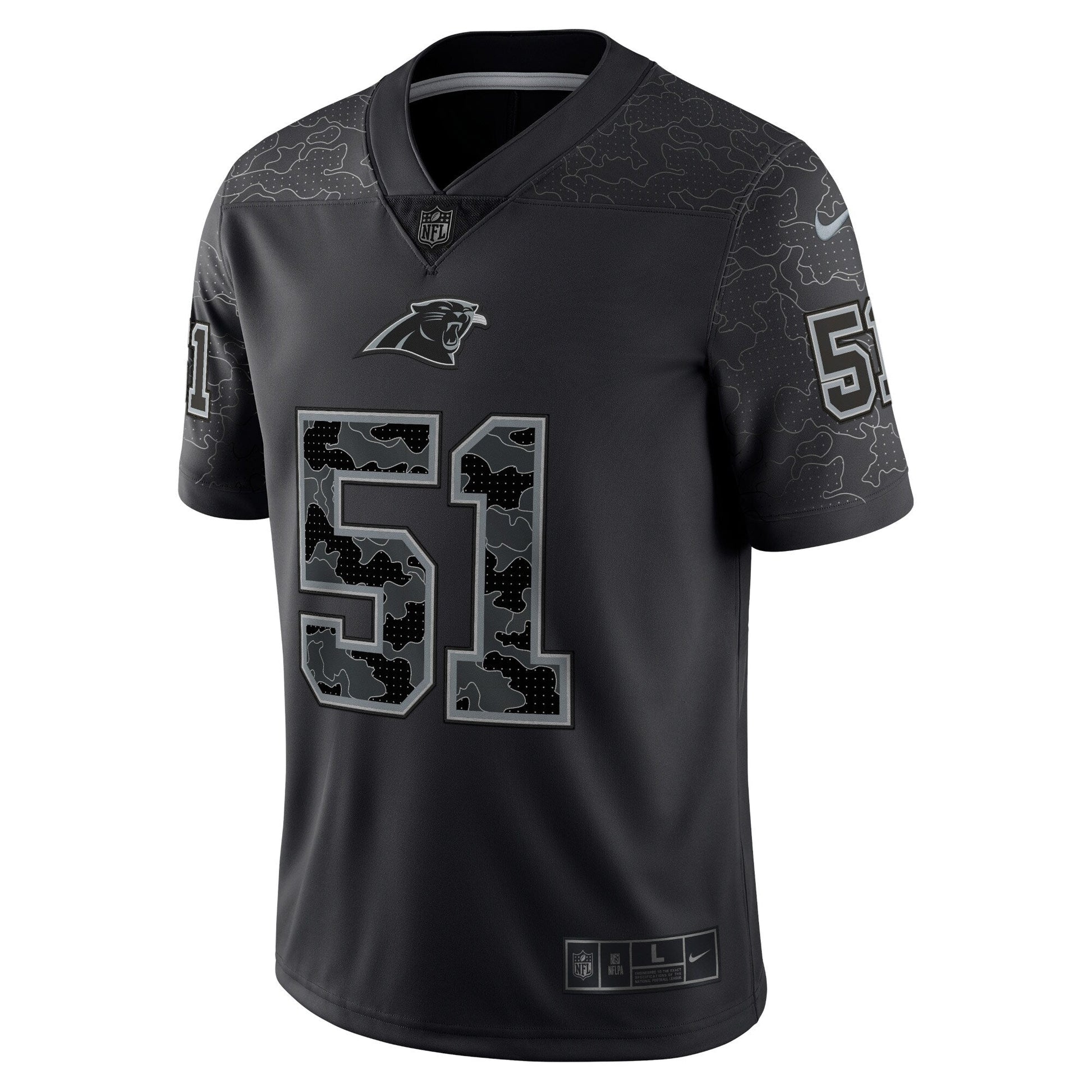 Sam Mills Carolina Panthers Retired RFLCTV Limited Jersey - Black football jersey product view 3