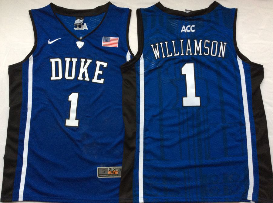 Men's Duke Blue Devils Zion Williamson #1 Blue Player Jersey sports jersey product view 1