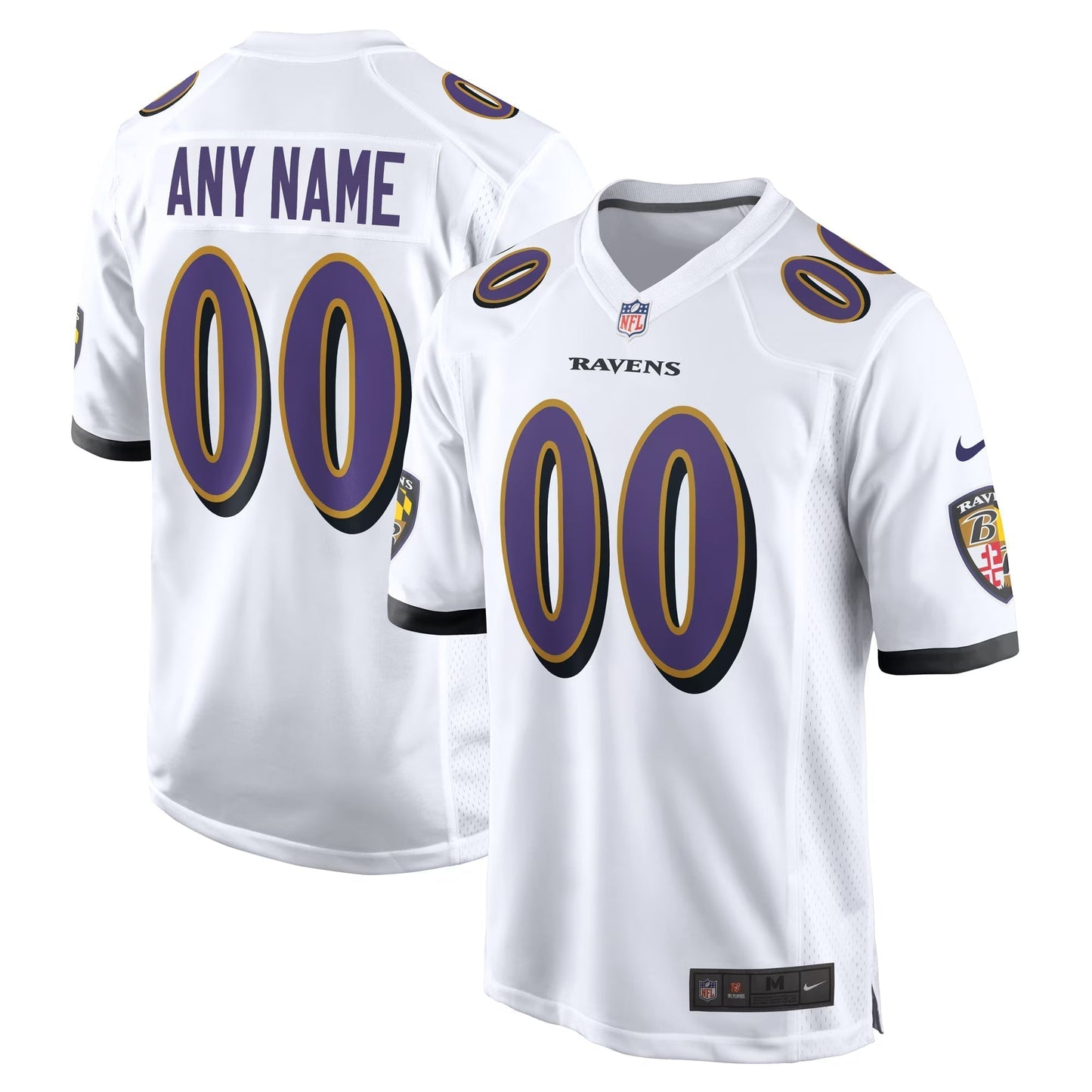 Baltimore Ravens White Custom Game Jersey football jersey product view 1