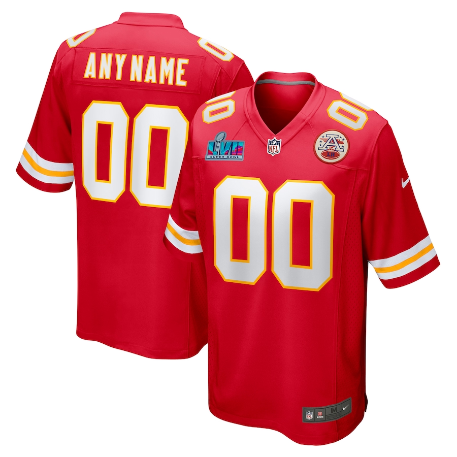 Custom Kansas City Chiefs Red Super Bowl LVII Game Jersey football jersey product view 1