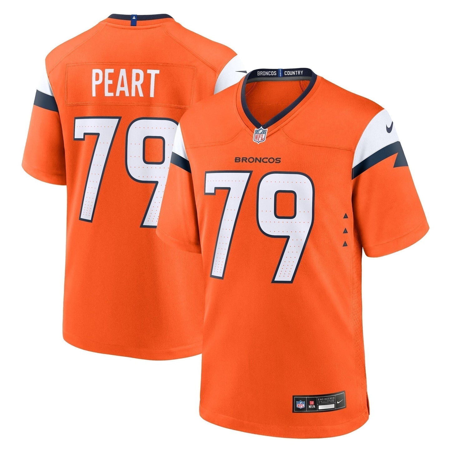 Matt Peart Denver Broncos Team Game Jersey - Orange football jersey product view 1