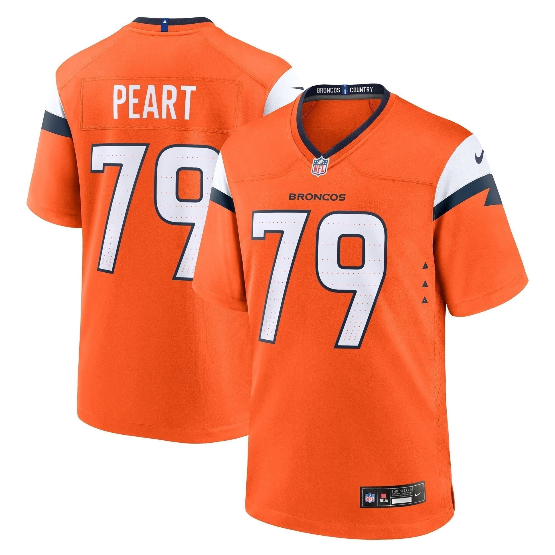 Matt Peart Denver Broncos Team Game Jersey - Orange football jersey product view 1