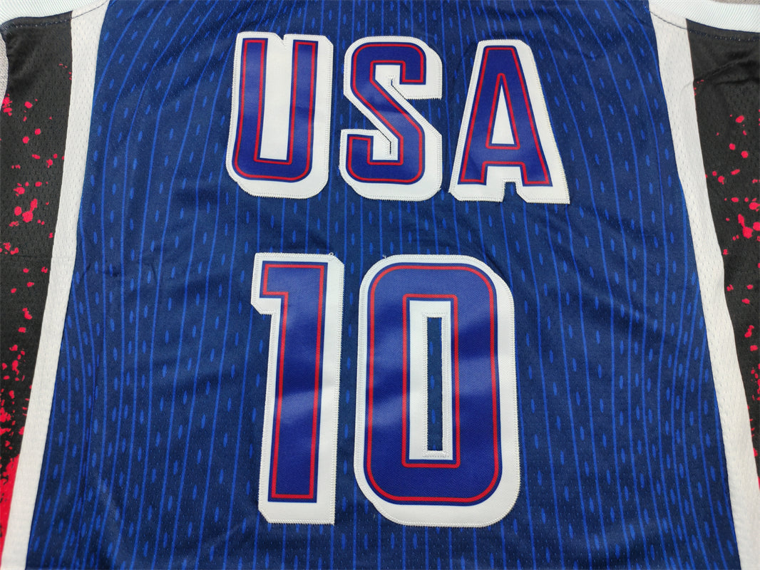 Men's 2024 USA Dream Team Jayson Tatum #10 Navy Authentic Player Jersey basketball jersey product view 3