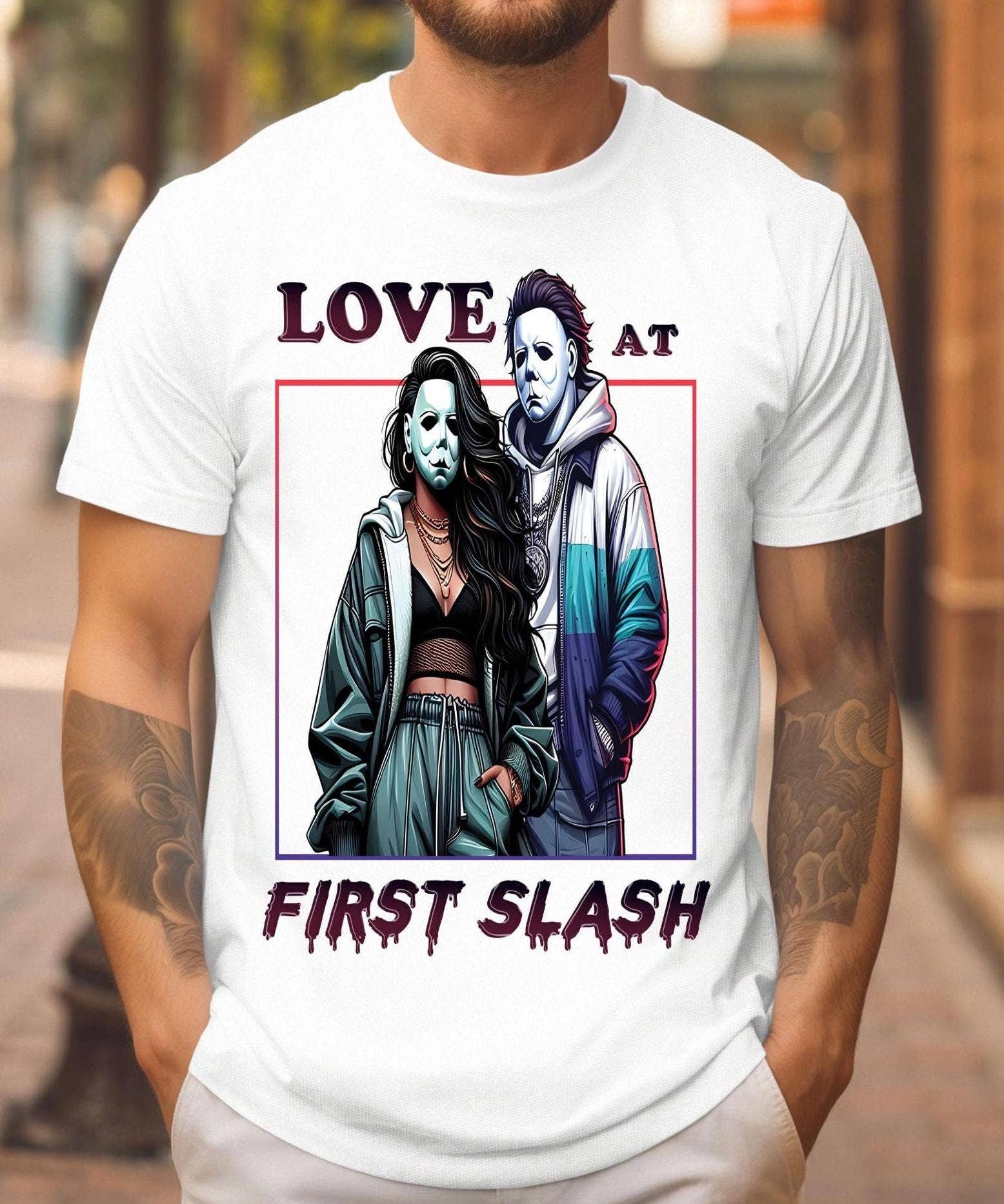 Love At First Slash Michael Myers Halloween T-Shirt For Wome Unisex T-shirt, Sweatshirt, Hoodie, Long Sleeve Tee - T-Shirt, Sweatshirt, Hoodie