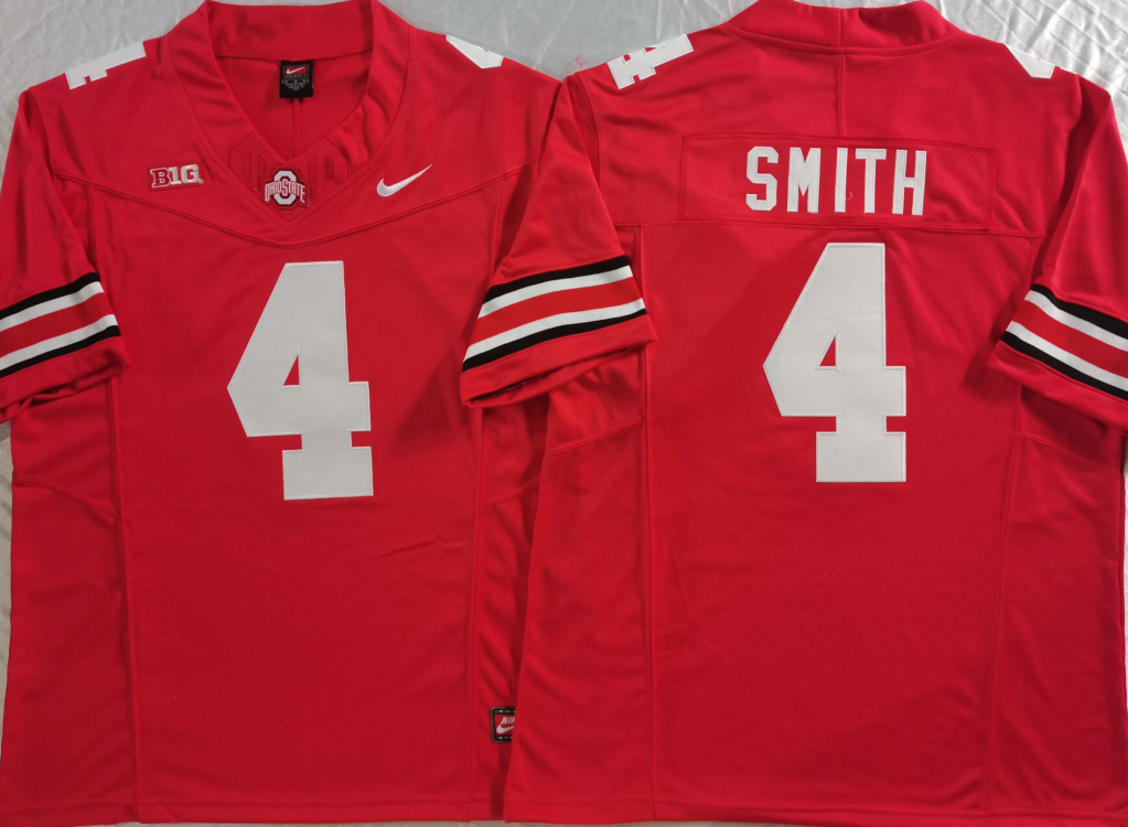 Men's Ohio State Buckeyes Jeremiah Smith #4 Red Game Jersey sports jersey product view 1