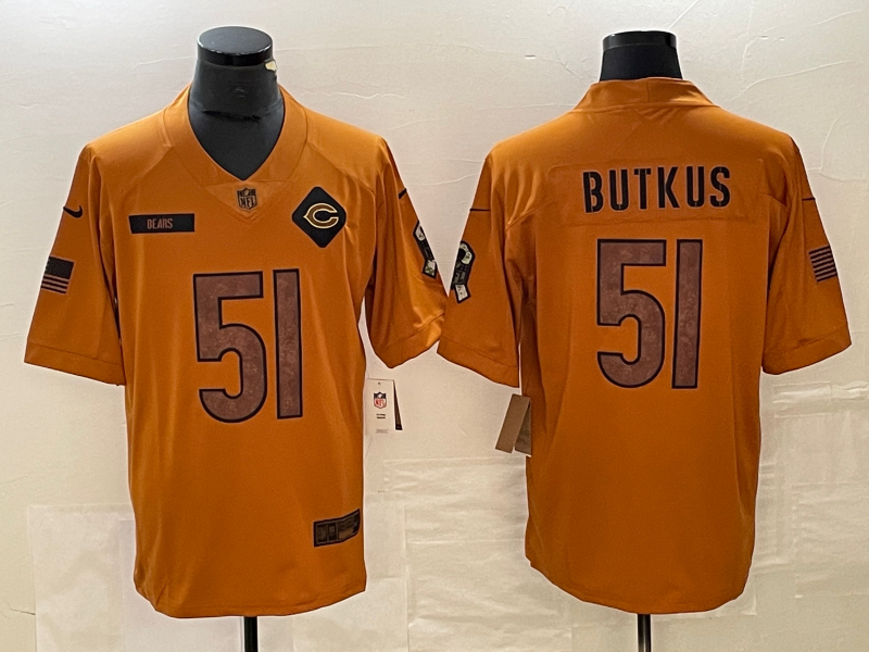 Men's Chicago Bears Dick Butkus Brown 2023 Salute To Service Retired Player Limited Jersey football jersey product view 1