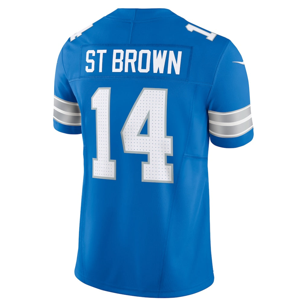 D.Lions #14 Amon-Ra St. Brown Blue Vapor F.U.S.E. Limited Jersey football jersey product view 1
