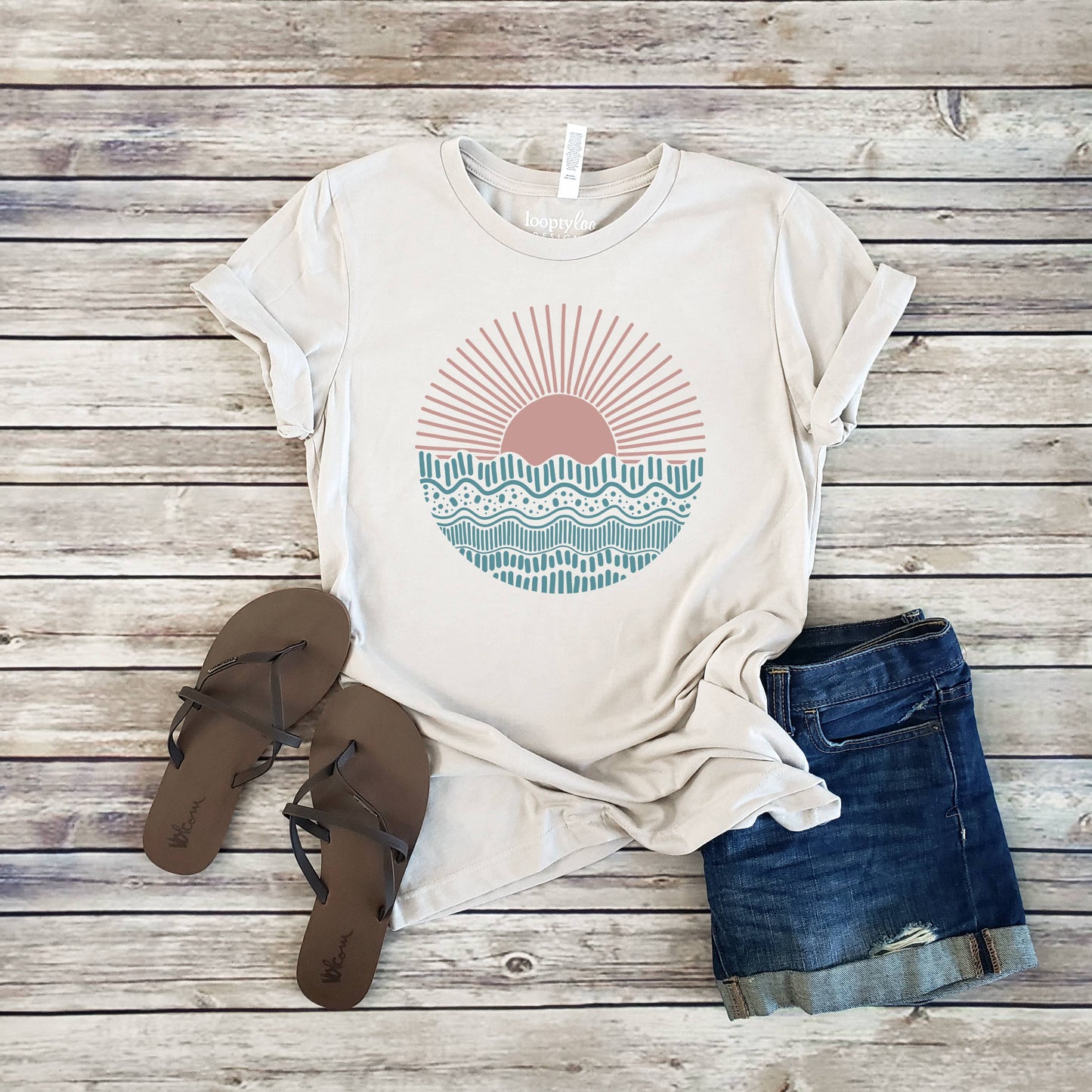 Patterned Sunset Tee | Beach | 2 Color Options | XS-2XL Unisex T-shirt, Sweatshirt, Hoodie, Long Sleeve Tee - T-Shirt, Sweatshirt, Hoodie