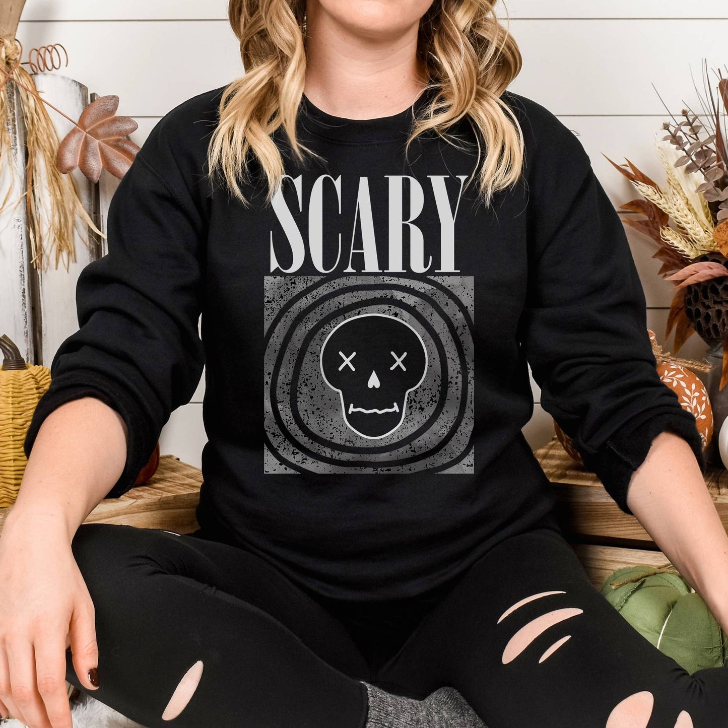 Scary Skeleton Crewneck Sweatshirt | Halloween | Unisex Size Unisex T-shirt, Sweatshirt, Hoodie, Long Sleeve Tee - T-Shirt, Sweatshirt, Hoodie