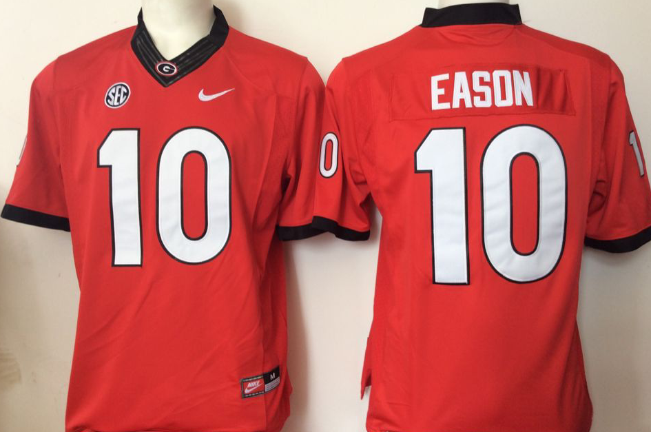Men's Georgia Bulldogs Jacob Eason Red Player Game Jersey sports jersey product view 1