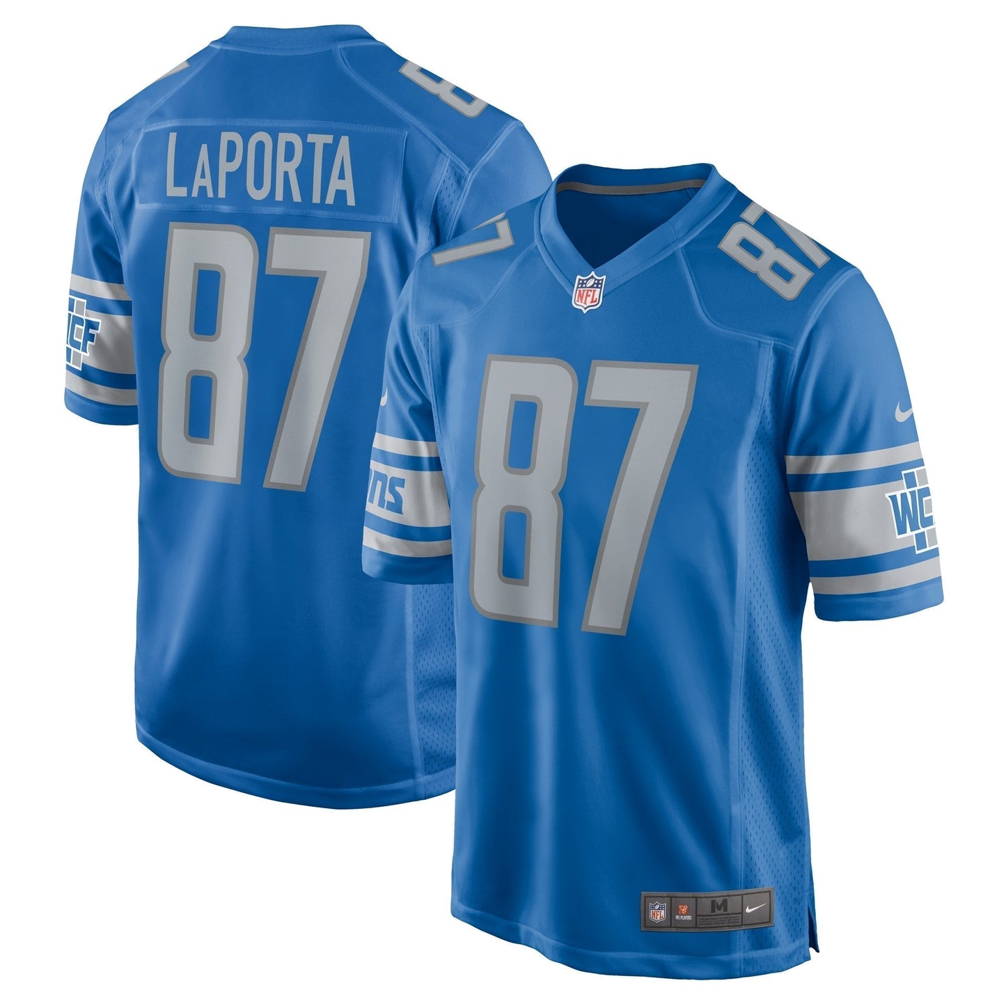 Sam LaPorta Detroit Lions Team Game Jersey - Blue football jersey product view 1