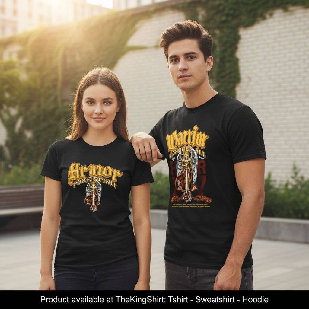 Archangel Michael- Divine Angel Armor Conquer All Unisex T-shirt, Sweatshirt, Hoodie, Long Sleeve Tee - T-Shirt, Sweatshirt, Hoodie