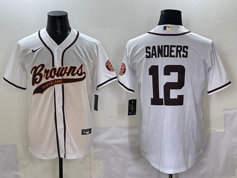 Men's Cleveland Browns Shedeur Sanders #12 White Game Player Jersey football jersey product view 1