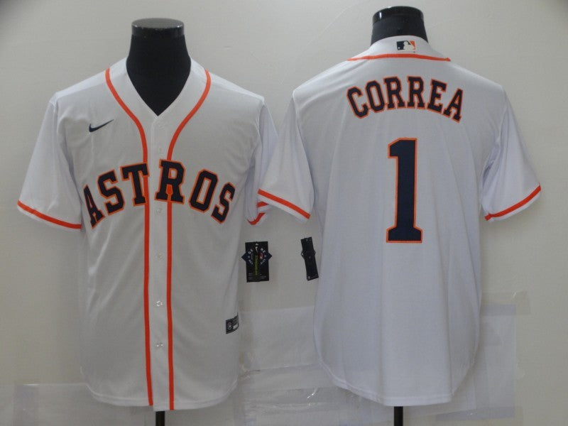 Men's Houston Astros Carlos Correa #1 White Replica Baseball Jersey1 baseball jersey product view 1