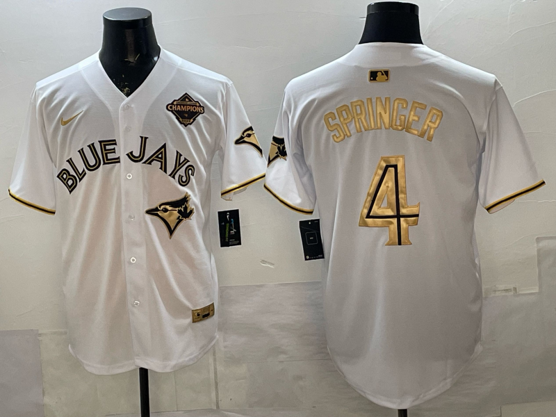 Men's Toronto Blue Jays George Springer White Player Jersey baseball jersey product view 1