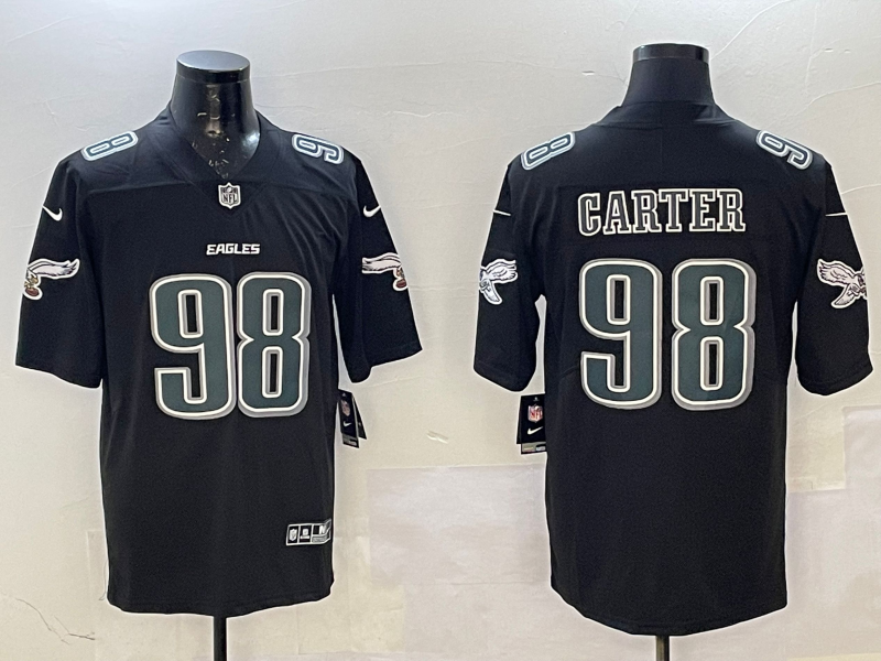 Men's Philadelphia Eagles Jalen Carter #98 Black Fashion Game Jersey2 football jersey product view 1