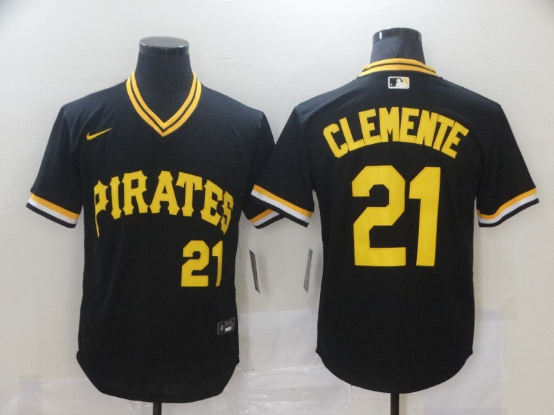 Men's Pittsburgh Pirates Roberto Clemente #21 Black Authentic Game Jersey baseball jersey product view 1