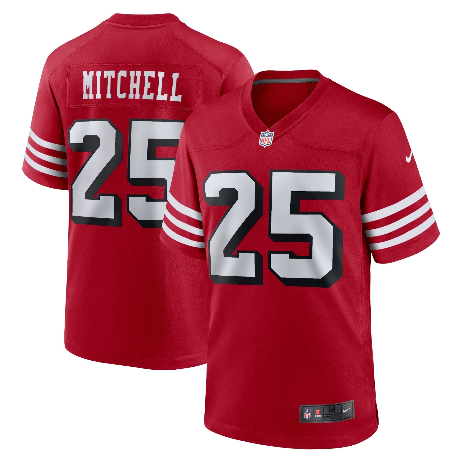 Elijah Mitchell San Francisco 49ers Alternate Team Game Jersey - Scarlet football jersey product view 1