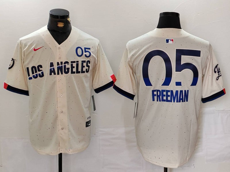Men's Los Angeles Dodgers Freddie Freeman #5 Cream 2024 City Connect Limited Player Jersey baseball jersey product view 1