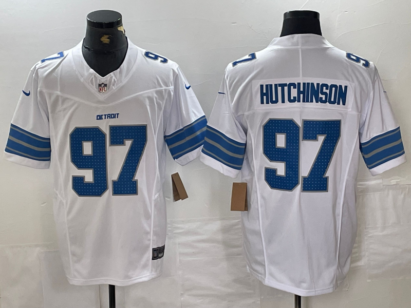 Men's Detroit Lions Aidan Hutchinson #97 White Vapor F.U.S.E. Limited Jersey1 football jersey product view 1