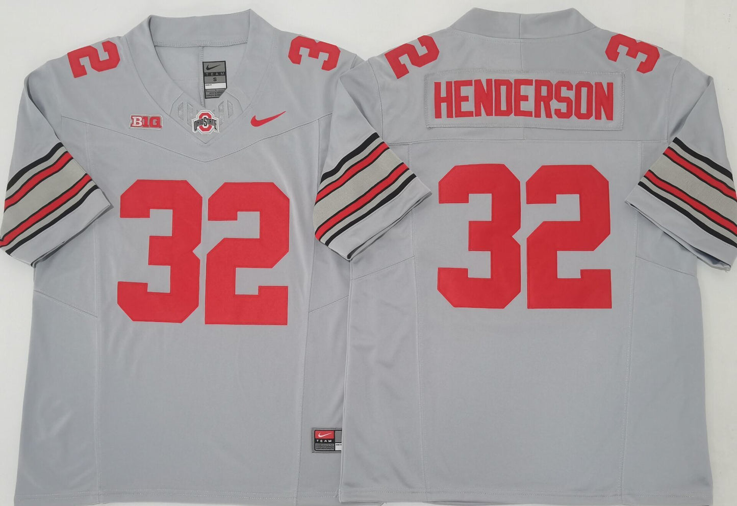 Men's Ohio State Buckeyes Treveyon Henderson #32 Gray Game Jersey sports jersey product view 1