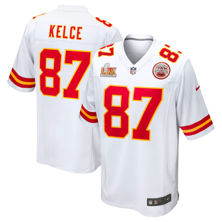 Men's Kansas City Chiefs Travis Kelce White Super Bowl LIX Game Jersey football jersey product view 1