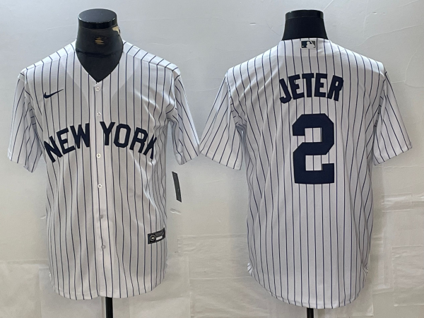 Men's New York Yankees Derek Jeter White Limited Jersey baseball jersey product view 1