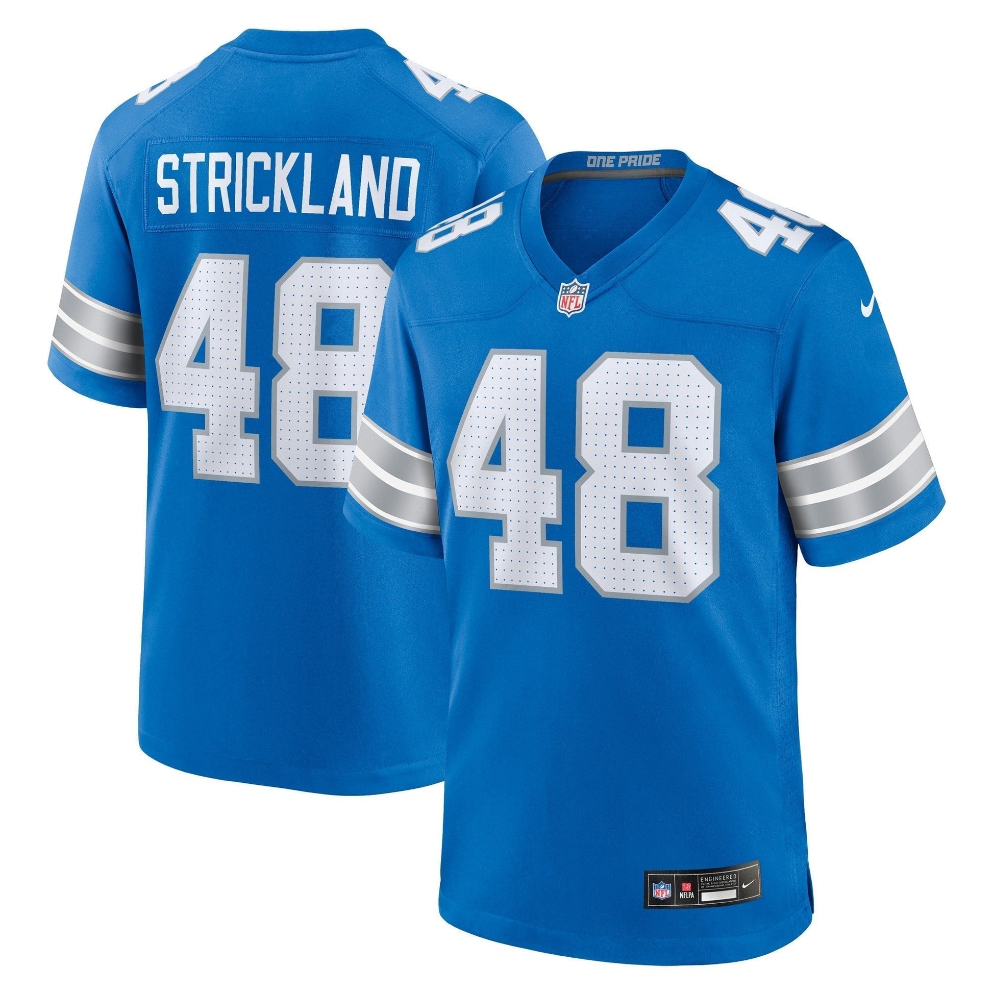 Loren Strickland Detroit Lions Game Jersey - Blue football jersey product view 1