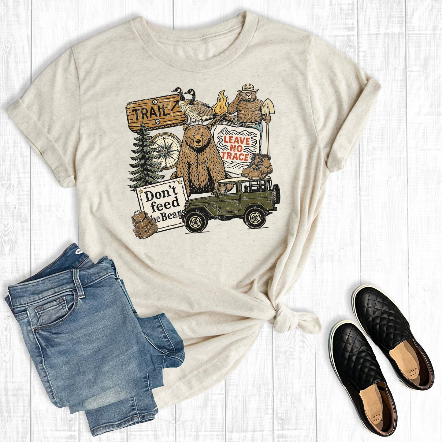 Summertime Camping Bear Graphic Tee Unisex T-shirt, Sweatshirt, Hoodie, Long Sleeve Tee - T-Shirt, Sweatshirt, Hoodie