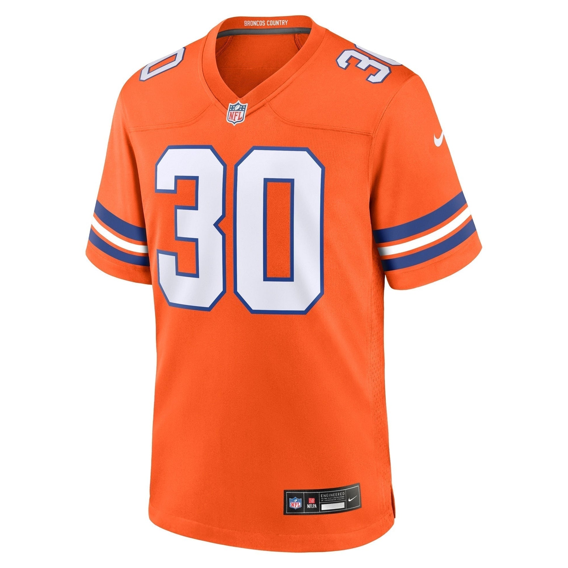 Terrell Davis Denver Broncos Mile High Collection 1977 Throwback Retired Game Jersey - Orange football jersey product view 2