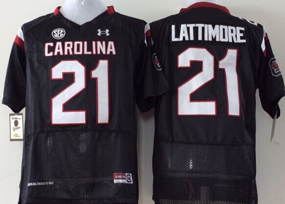 Men's South Carolina Gamecock Marcus Lattimore Black Player Game Jersey sports jersey product view 1