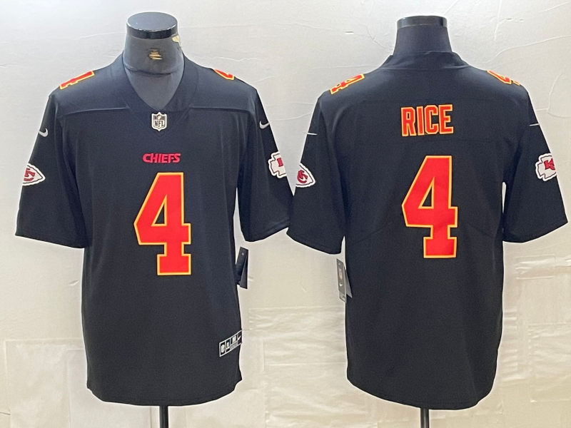 Men's Kansas City Chiefs Rashee Rice Black Fashion Game Jersey football jersey product view 1