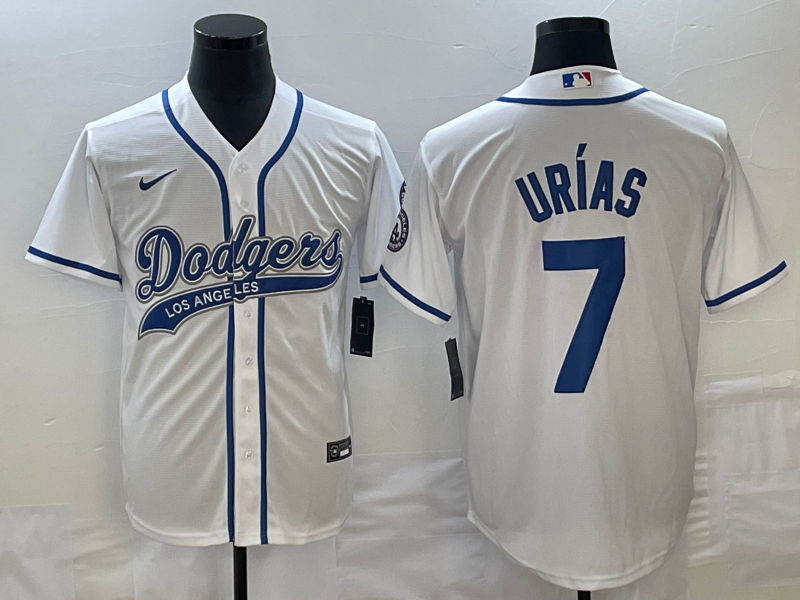 Men's Los Angeles Dodgers Julio Urias #7 White Player Jersey1 Joint Edition baseball jersey product view 1
