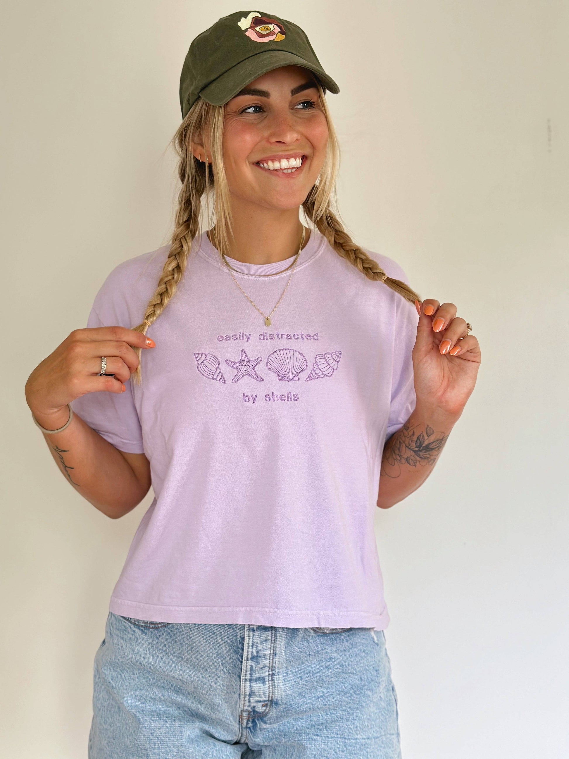 "Easily Distracted By Shells" - Lavendar T-Shirt Unisex T-shirt, Sweatshirt, Hoodie, Long Sleeve Tee - T-Shirt, Sweatshirt, Hoodie