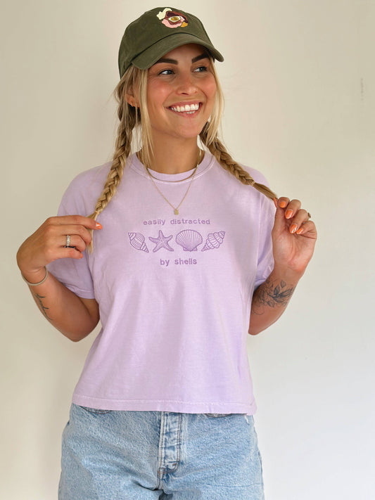 "Easily Distracted By Shells" - Lavendar T-Shirt Unisex T-shirt, Sweatshirt, Hoodie, Long Sleeve Tee - T-Shirt, Sweatshirt, Hoodie