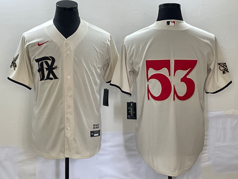 Men's Texas Rangers Adolis Garcia #53 Cream 2023 City Connect Replica Player Jersey baseball jersey product view 1