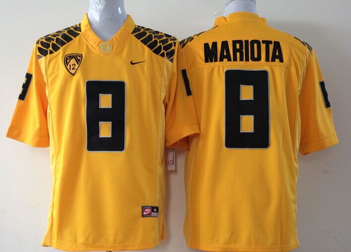 Men's Oregon Ducks Marcus Mariota Yellow Player Game Jersey sports jersey product view 1