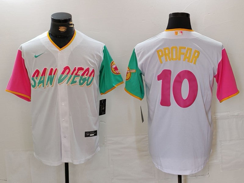 Men's San Diego Padres Jurickson Profar #10 White City Connect Limited Player Jersey1 baseball jersey product view 1