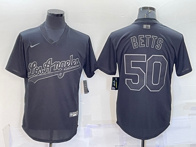 Men's Los Angeles Dodgers Mookie Betts Black Authentic Game Jersey baseball jersey product view 1