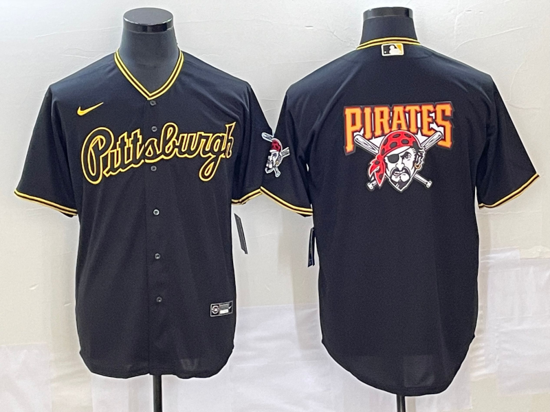 Men's Pittsburgh Pirates Black Replica Player Jersey1 baseball jersey product view 1