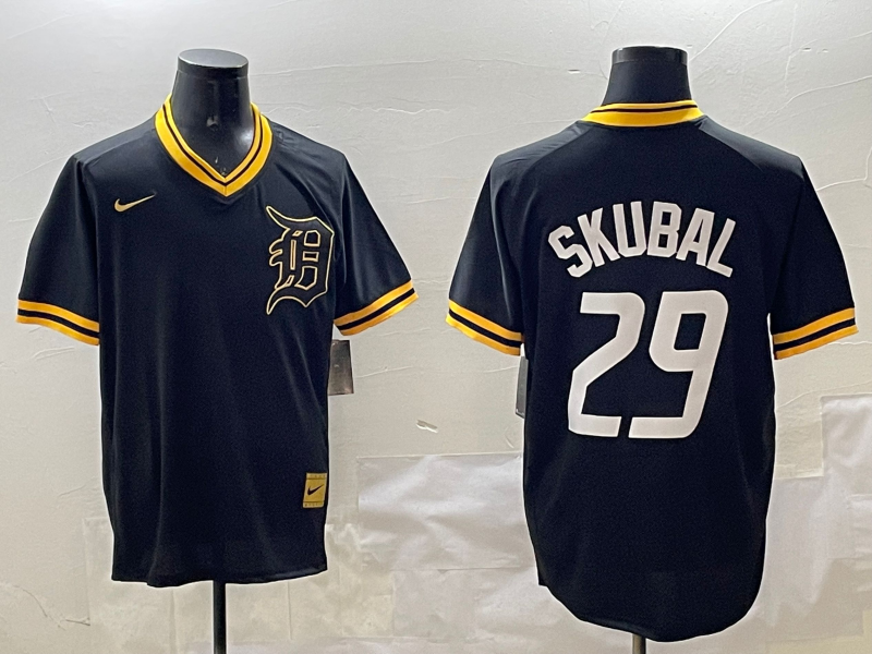 Men's Detroit Tigers Tarik Skubal #29 Black Replica Player Jersey baseball jersey product view 1