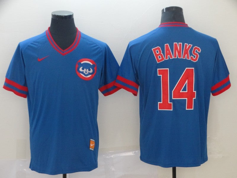 Men's Chicago Cubs Ernie Banks Blue Replica Player Jersey baseball jersey product view 1