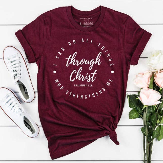 All Things Through Christ Graphic Tee Shirt Unisex T-shirt, Sweatshirt, Hoodie, Long Sleeve Tee - T-Shirt, Sweatshirt, Hoodie