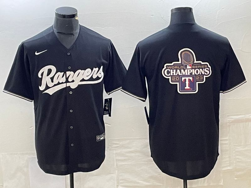 Men's Texas Rangers Black Replica Game Jersey1 baseball jersey product view 1