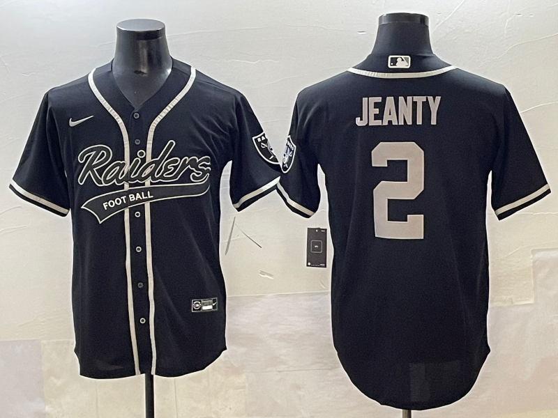 Men's Las Vegas Raiders Ashton Jeanty #2 Black Game Player Jersey football jersey product view 1