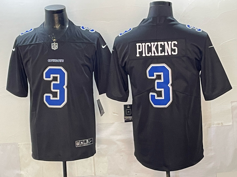 Men's Dallas Cowboys George Pickens #3 Black Fashion Game Jersey football jersey product view 1