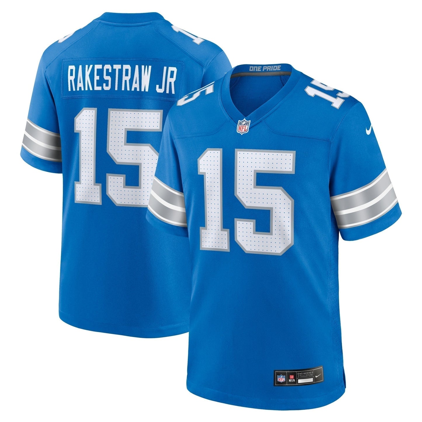 Ennis Rakestraw Jr. Detroit Lions Team Game Jersey - Blue football jersey product view 1